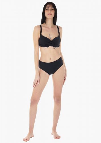 Γυναικείο σετ μαγιό bikini μονόχρωμο ενσωματωμένη ενίσχυση slip κανονική γραμμή.Καλύπτει B-C CUP