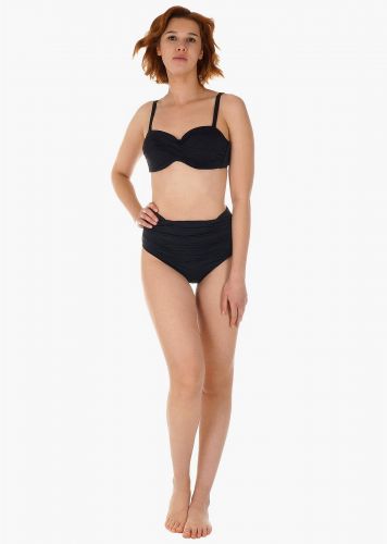 Γυναικείο σετ μαγιό bikini μονόχρωμο ενσωματωμένη επένδυση δυνατότητα strapless slip ψηλόμεσο.Καλύπτει C CUP
