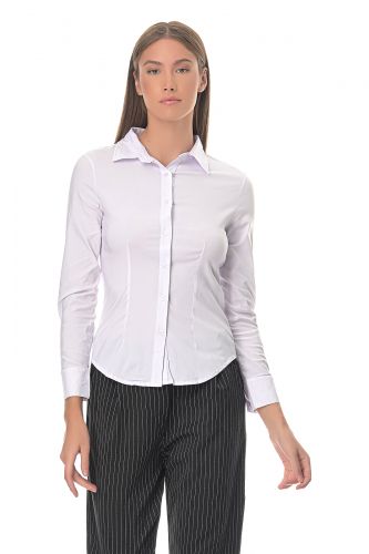 Γυναικείο μονόχρωμο ελαστκό πουκάμισο. Basic Style