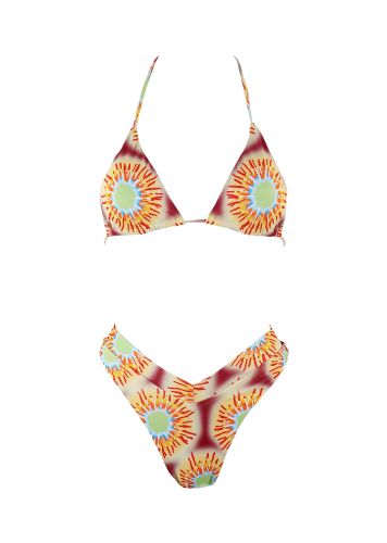 Γυναικείο set bikini all print  bra τρίγωνο αποσπώμενη ενίσχυση slip brazil ψηλόμεσο