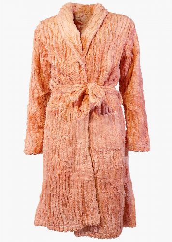 Γυναικεία fleece  μονόχρωμη ρόμπα ανάγλυφες ρίγες. Homewear Collection